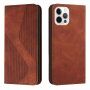 Carcasă flip din piele cu model pentru iPhone 14 Pro - maro