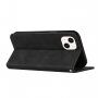 Carcasă flip din piele cu model pentru iPhone 14 Plus - negru