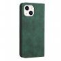 Carcasă flip din piele cu model pentru iPhone 14 - verde închis