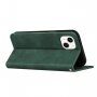 Carcasă flip din piele cu model pentru iPhone 14 - verde închis