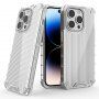 Husă rezistentă, strălucitoare cu grilă verticală pentru iPhone 14 Pro Max - transparent