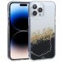 Husă transparentă din marmură cu pietricele pentru iPhone 14 Pro Max - negru