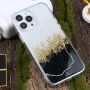 Husă transparentă din marmură cu pietricele pentru iPhone 14 Pro Max - negru