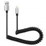 Cablu retractabil de încărcare şi sincronizare, pentru iPhone / iPad / iPod - 30-100cm - negru