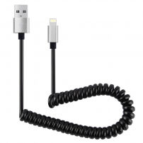 Cablu retractabil de încărcare şi sincronizare, pentru iPhone / iPad / iPod - 30-100cm - negru