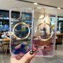 Husă transparentă cu modelul acuarelor cu MagSafe pentru iPhone 13 - roșu