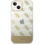Guess Peony Glitter Script Logo husă pentru iPhone 14 - auriu