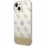 Guess Peony Glitter Script Logo husă pentru iPhone 14 - auriu