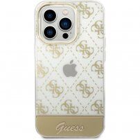 Guess Peony Glitter Script Logo husă pentru iPhone 14 Pro - auriu