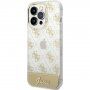 Guess Peony Glitter Script Logo husă pentru iPhone 14 Pro - auriu