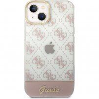 Guess Peony Glitter Script Logo husă pentru iPhone 14 - roz