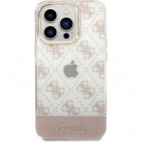 Guess Peony Glitter Script Logo husă pentru iPhone 14 Pro Max - roz