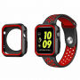 Carcasă de protecţie, din silicon, pentru Apple Watch 38mm - negru - roşu