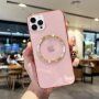 Husă transparentă, strălucitoare cu MagSafe pentru iPhone 13 Pro Max - roz