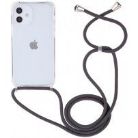 Husă transparentă cu șnur pentru iPhone 12 / 12 Pro - gri