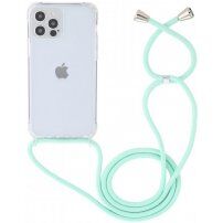 Husă transparentă cu șnur pentru iPhone 12 Pro Max - turcoaz