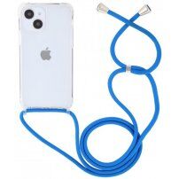 Husă transparentă cu șnur pentru iPhone 13 - albastru