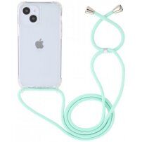 Husă transparentă cu șnur pentru iPhone 13 - turcoaz