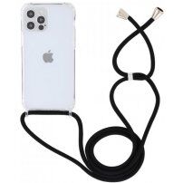 Husă transparentă cu șnur pentru iPhone 13 Pro - negru