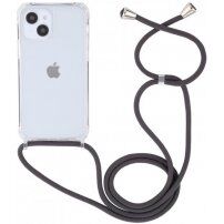 Husă transparentă cu șnur pentru iPhone 14 Plus - gri