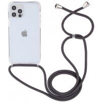 Husă transparentă cu șnur pentru iPhone 14 Pro - gri
