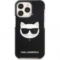 Karl Lagerfeld Choupette Head husă pentru iPhone 13 Pro Max - negru