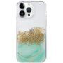 Husă transparentă din marmură cu pietricele pentru iPhone 14 Pro Max - verde pastel