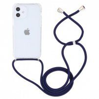 Husă transparentă cu șnur pentru iPhone 12 / 12 Pro - albastru închis