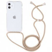 Husă transparentă cu șnur pentru iPhone 12 / 12 Pro - bej