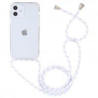 Husă transparentă cu șnur pentru iPhone 12 / 12 Pro - alb-auriu