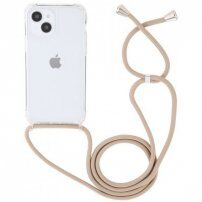 Husă transparentă cu șnur pentru iPhone 13 mini - bej