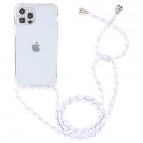 Husă transparentă cu șnur pentru iPhone 13 Pro Max - alb-auriu