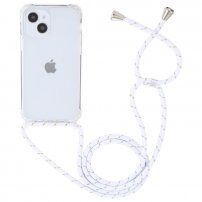 Husă transparentă cu șnur pentru iPhone 14 - alb-auriu