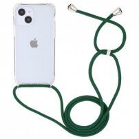 Husă transparentă cu șnur pentru iPhone 14 Plus - verde închis
