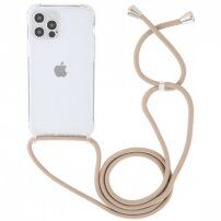 Husă transparentă cu șnur pentru iPhone 14 Pro - bej