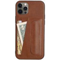 Husă din piele cu buzunar pentru carduri și suport pentru iPhone 11 Pro Max - maro