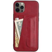 Husă din piele cu buzunar pentru carduri și suport pentru iPhone 12 Pro Max - roșu