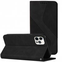 Carcasă flip din piele cu model pentru iPhone 11 Pro Max - negru