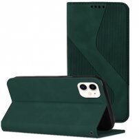 Carcasă flip din piele cu model pentru iPhone 12 / 12 Pro - verde închis