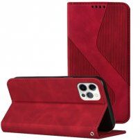 Carcasă flip din piele cu model pentru iPhone 12 Pro Max - roșu