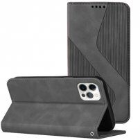 Carcasă flip din piele cu model pentru iPhone 12 Pro Max - gri