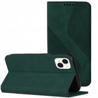 Carcasă flip din piele cu model pentru iPhone 13 mini - verde închis