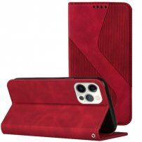 Carcasă flip din piele cu model pentru iPhone 13 Pro Max - roșu