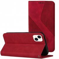 Carcasă flip din piele cu model pentru iPhone 14 Plus - roșu