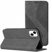Carcasă flip din piele cu model pentru iPhone 14 Plus - gri