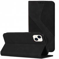 Carcasă flip din piele cu model pentru iPhone 14 Plus - negru