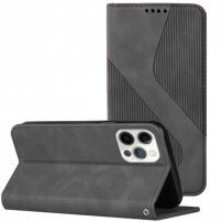 Carcasă flip din piele cu model pentru iPhone 14 Pro - gri