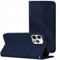 Carcasă flip din piele cu model pentru iPhone 14 Pro - albastru închis