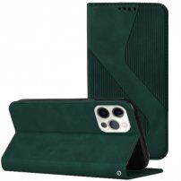 Carcasă flip din piele cu model pentru iPhone 14 Pro Max - verde închis