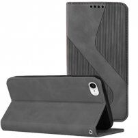 Carcasă flip din piele cu model pentru iPhone SE (2020/2022) / 8 / 7 - gri